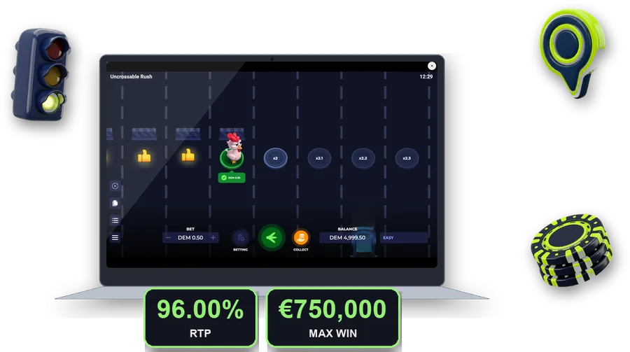 Uncrossable Rush on screen with the key figures of this section