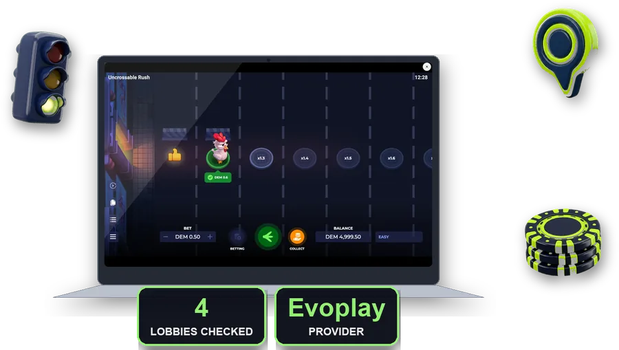 Uncrossable Rush on screen with the key figures of this section