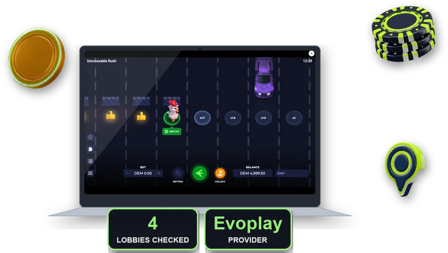 Uncrossable Rush on screen with the key figures of this section
