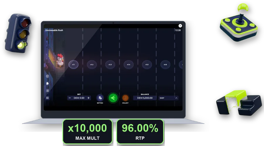 Uncrossable Rush on screen with the key figures of this section