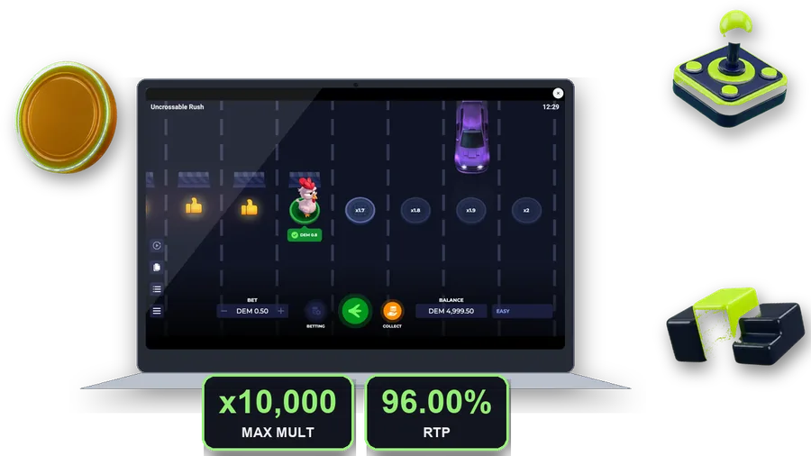 Uncrossable Rush on screen with the key figures of this section