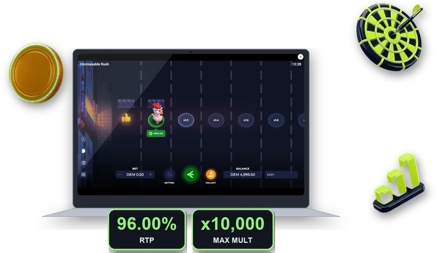 Uncrossable Rush on screen with the key figures of this section