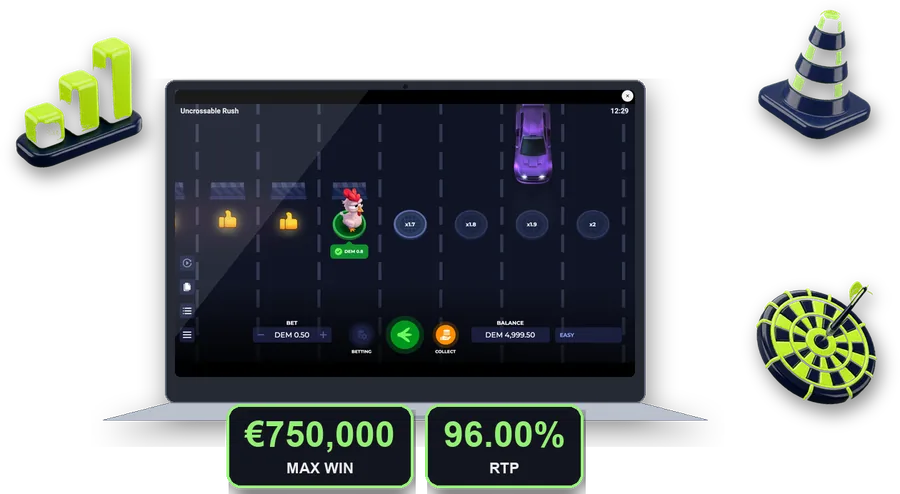 Uncrossable Rush on screen with the key figures of this section
