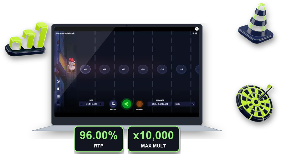 Uncrossable Rush on screen with the key figures of this section