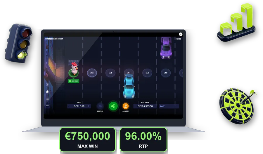 Uncrossable Rush on screen with the key figures of this section