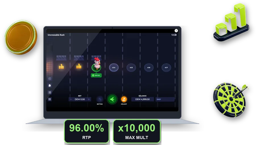 Uncrossable Rush on screen with the key figures of this section