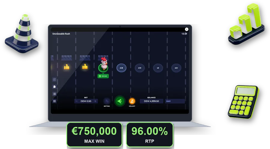 Uncrossable Rush on screen with the key figures of this section