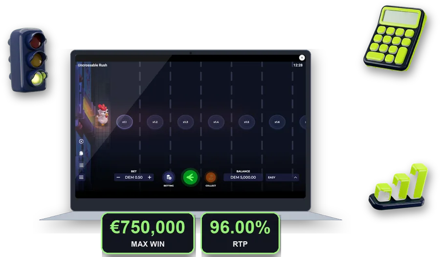 Uncrossable Rush on screen with the key figures of this section