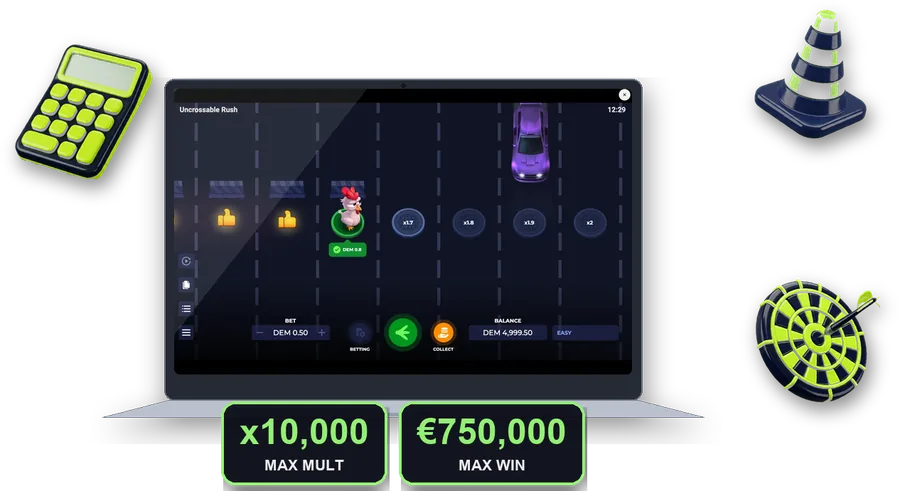 Uncrossable Rush on screen with the key figures of this section
