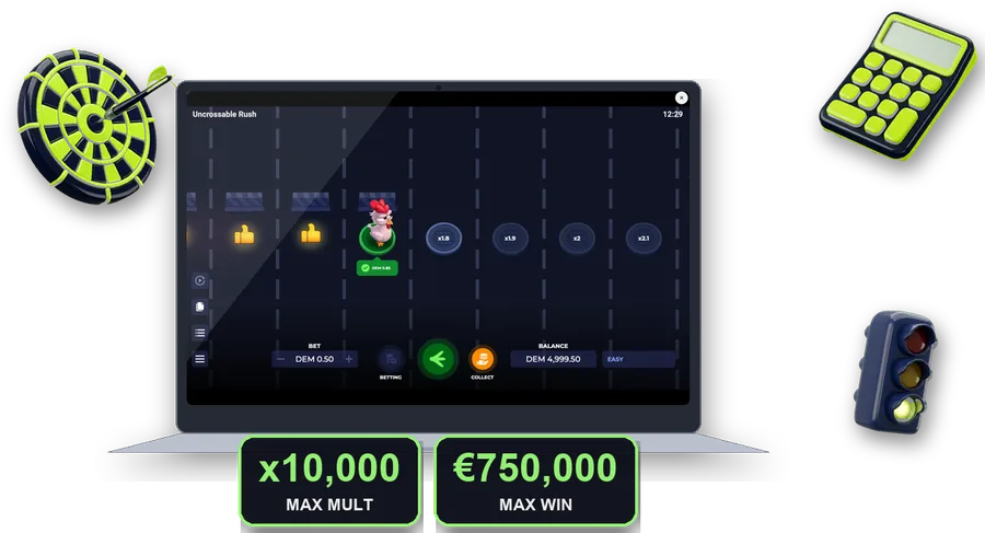 Uncrossable Rush on screen with the key figures of this section